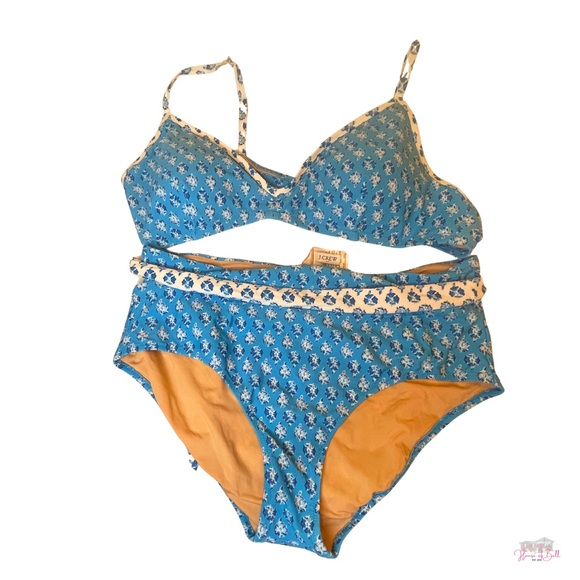 J. Crew Blue and White Mixed Print Bikini Set - Picture 3 of 5